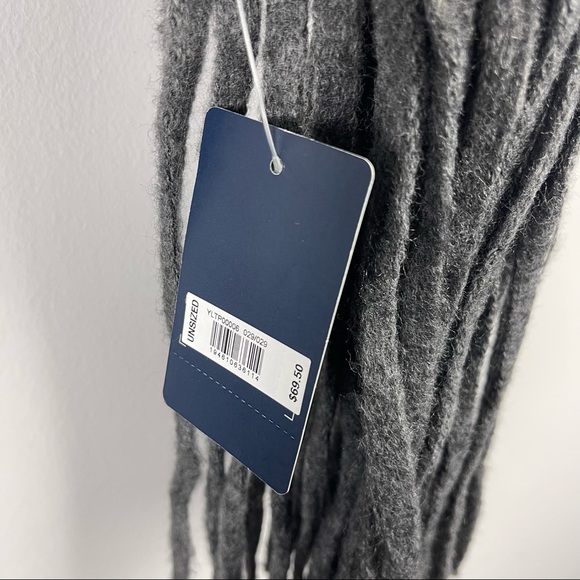 NWT Lucky Brand Fringe Winter Scarf Charcoal Grey One Size Long Rectangle - Picture 4 of 5